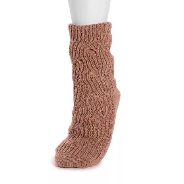 Womens MUK LUKS Faux Sherpa Lined Pointelle Knit Socks White Product Image