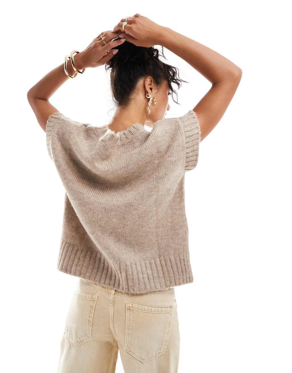 Miss Selfridge knit tank top in oatmeal Product Image