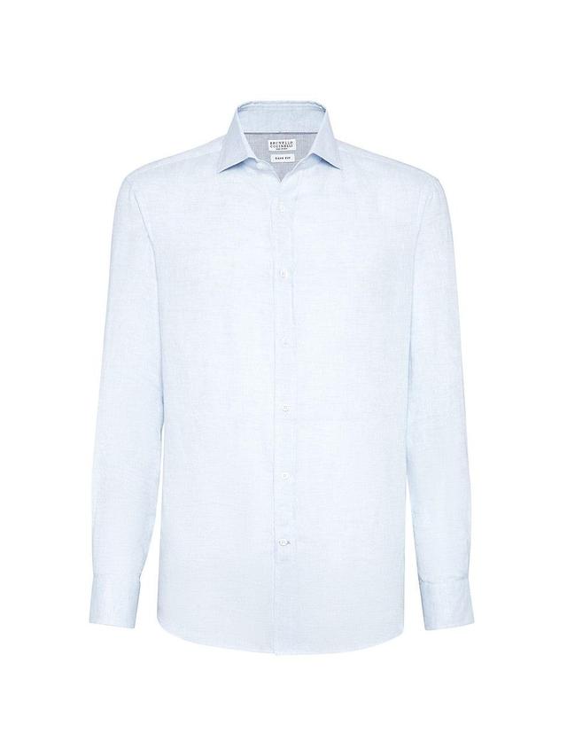 Mens Linen Easy Fit Shirt With Spread Collar Product Image