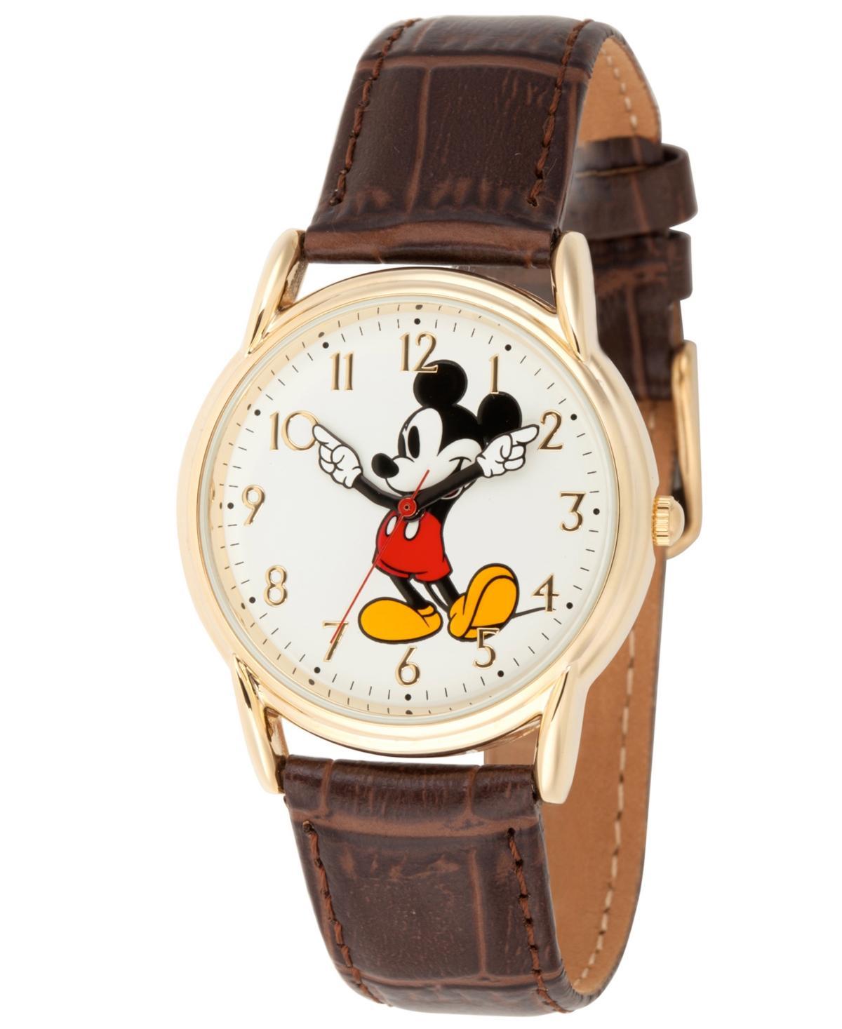 Disney Mickey Mouse Mens Gold Cardiff Alloy Watch - Brown Product Image