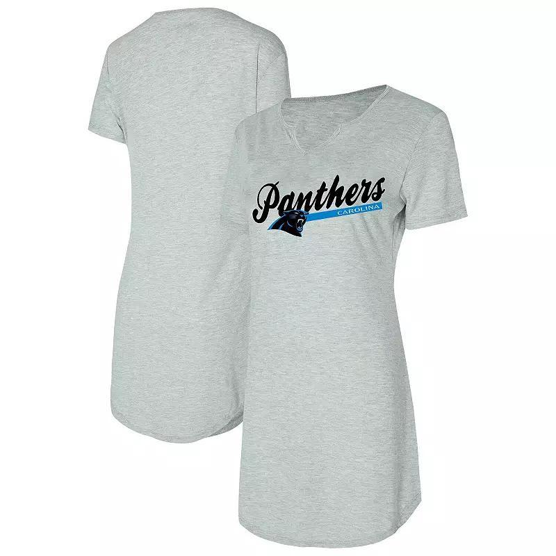 Womens Concepts Sport Gray Carolina Panthers Petition Knit Nightshirt Product Image