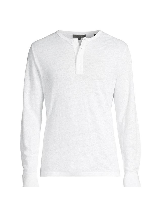 Mens Linen Long-Sleeve Henley Product Image