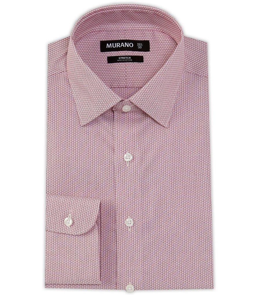 Murano Slim Fit Stretch Spread Collar Box Print Dobby Dress Shirt Product Image