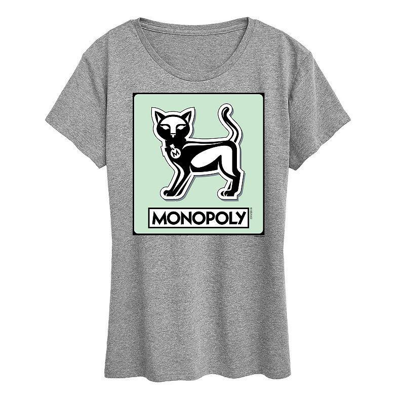 Womens Monopoly Cat Game Token Graphic Tee Grey Red Product Image