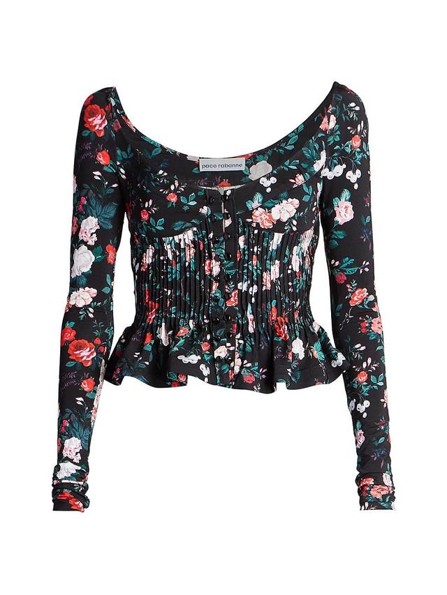 Womens Floral Peplum Blouse Product Image