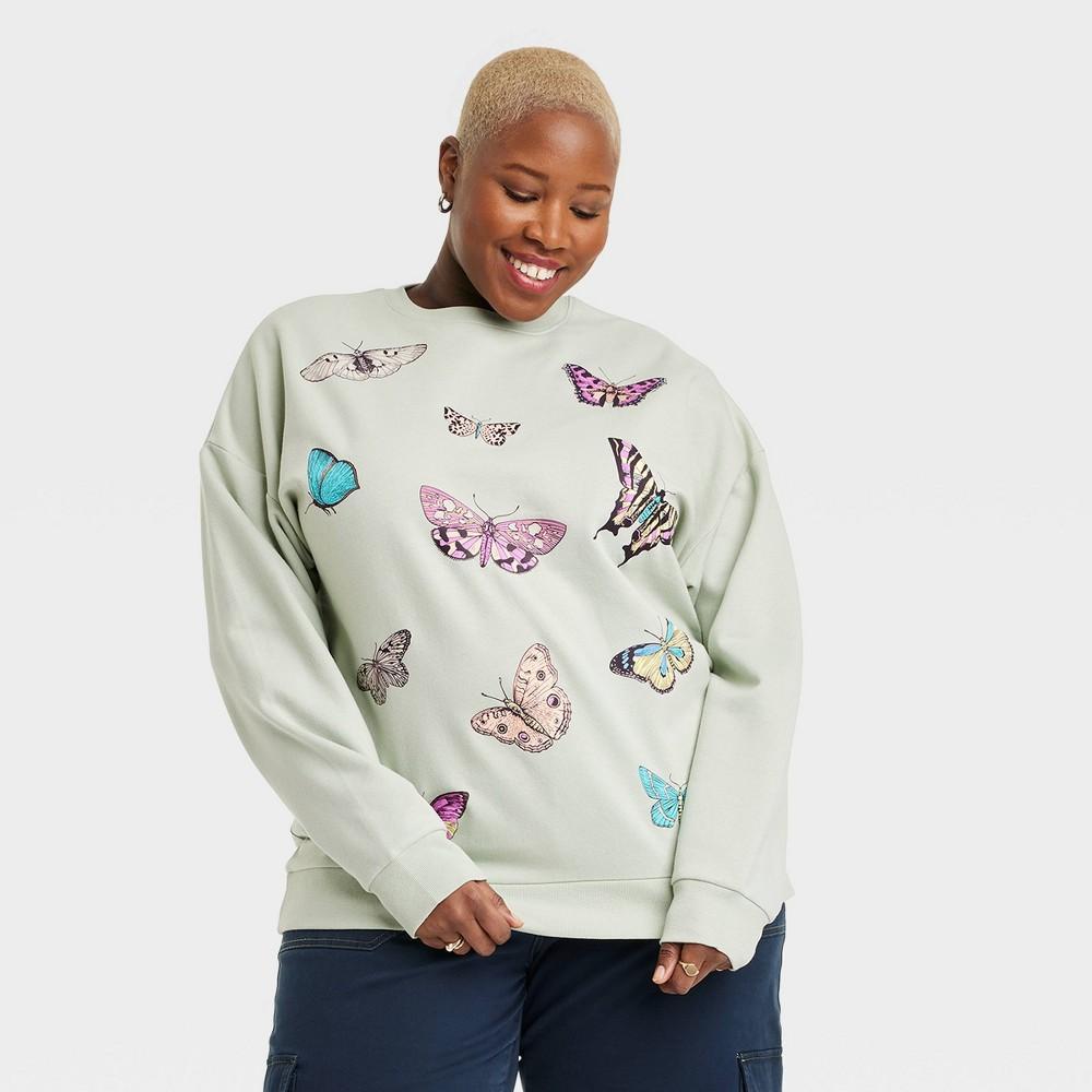 Womens Butterfly Graphic Sweatshirt - Light Product Image