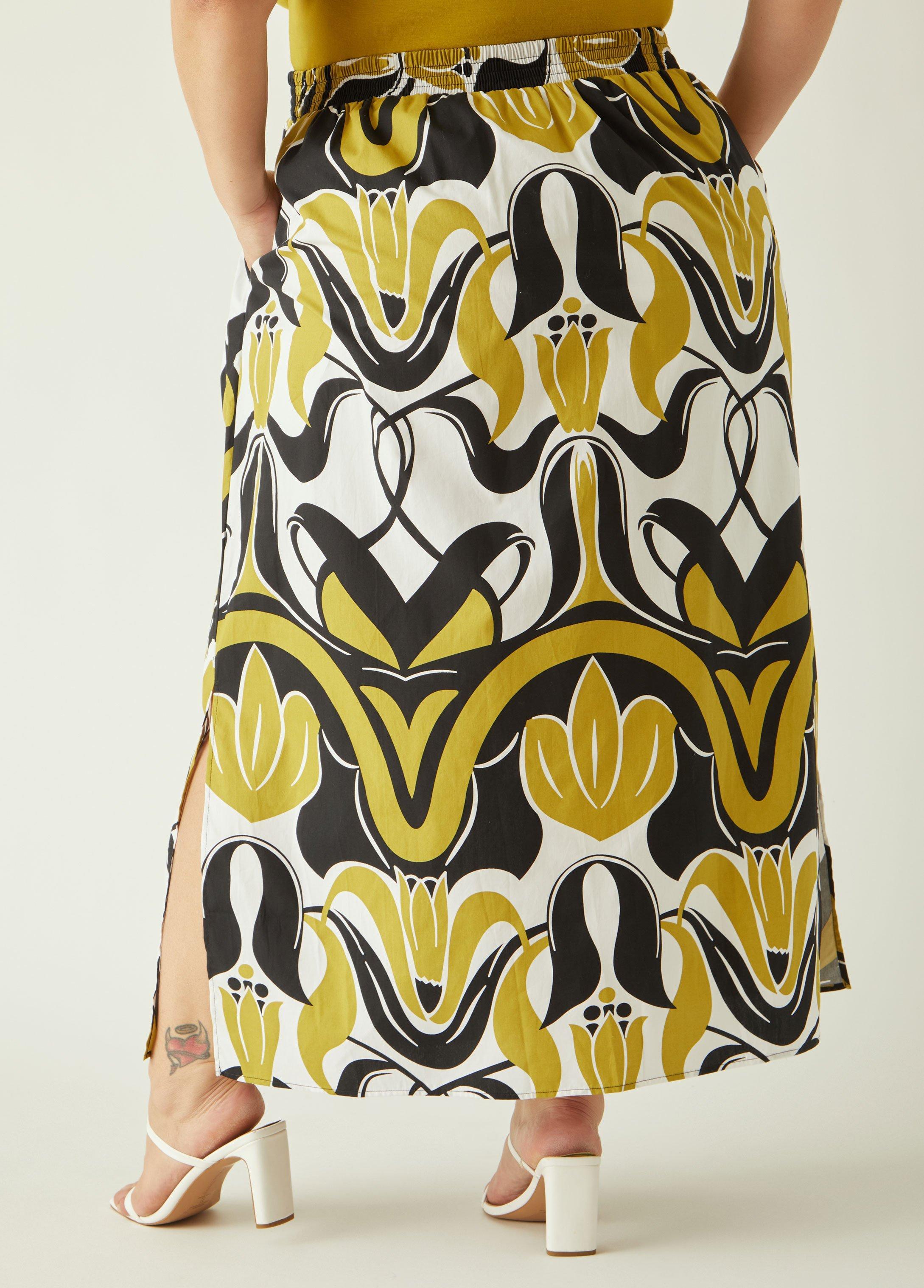 Printed Cotton Blend Maxi Skirt Product Image