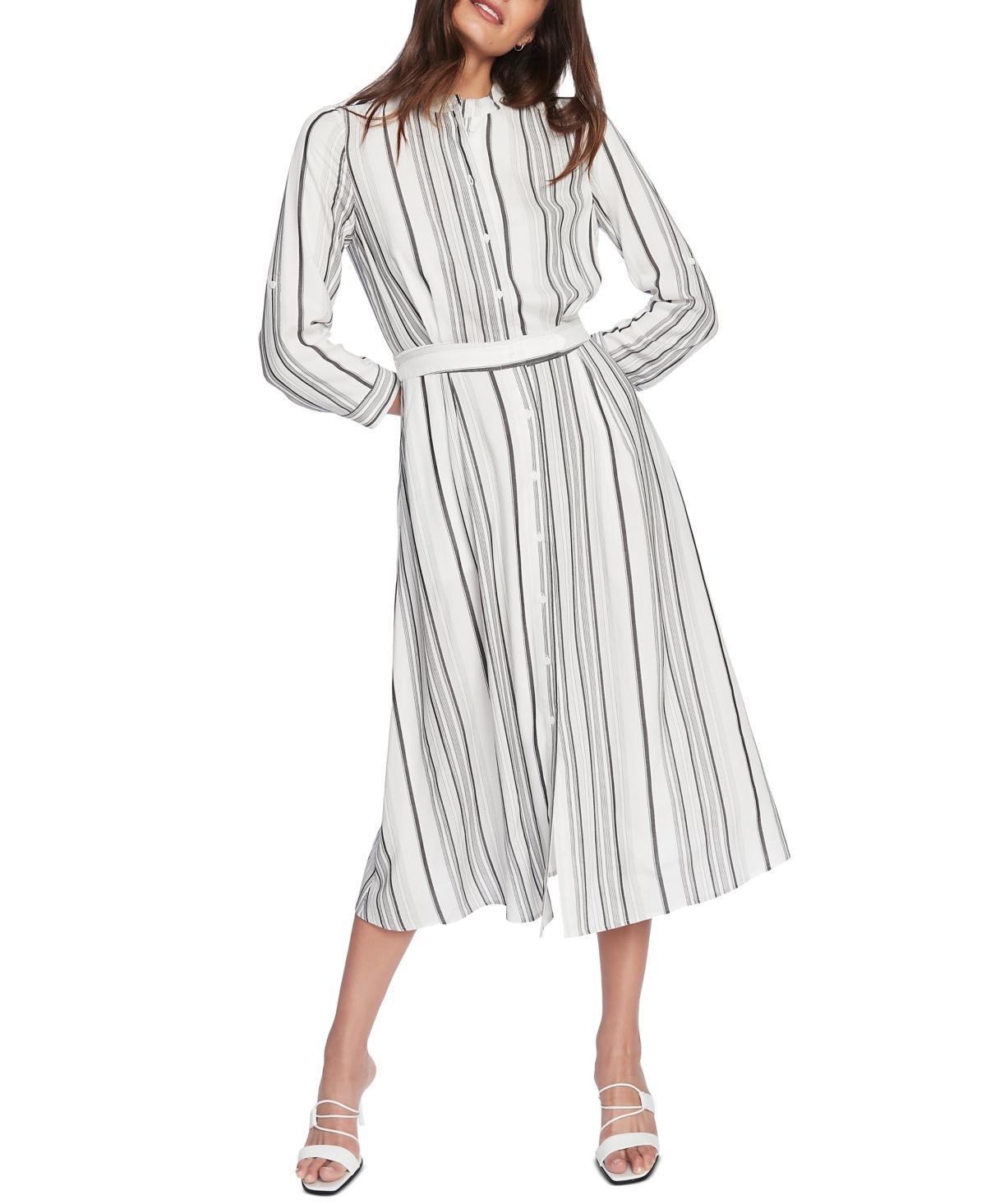 Court & Rowe Long Sleeve Stripe Midi Shirtdress in Soft Ecru at Nordstrom, Size 0 Product Image