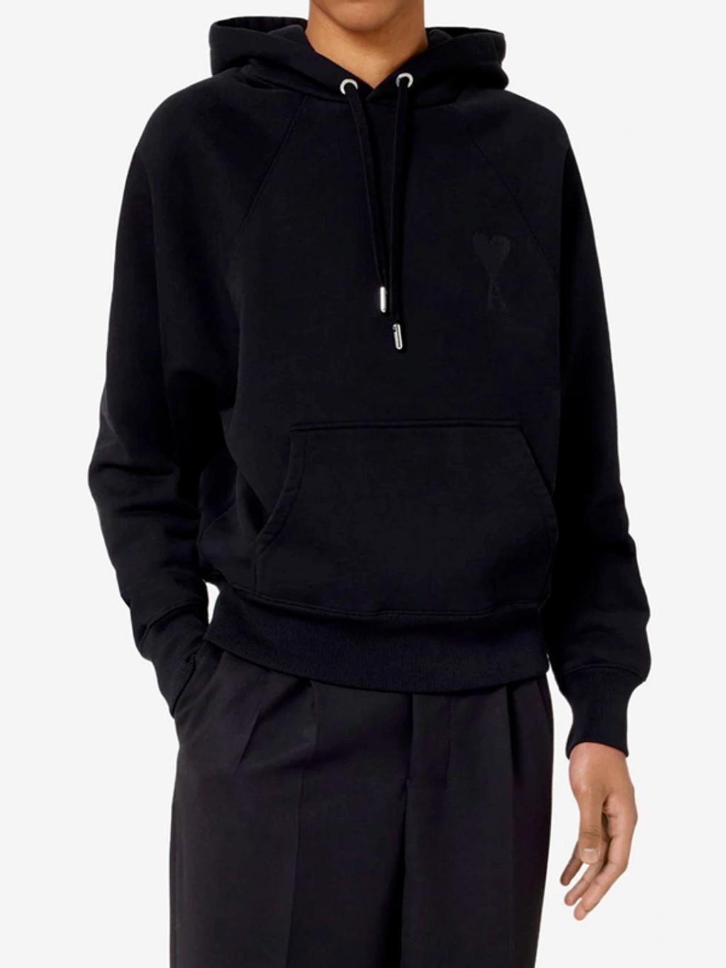 AMI ALEXANDRE MATTIUSSI Ami De Coeur Black Hoodie Product Image