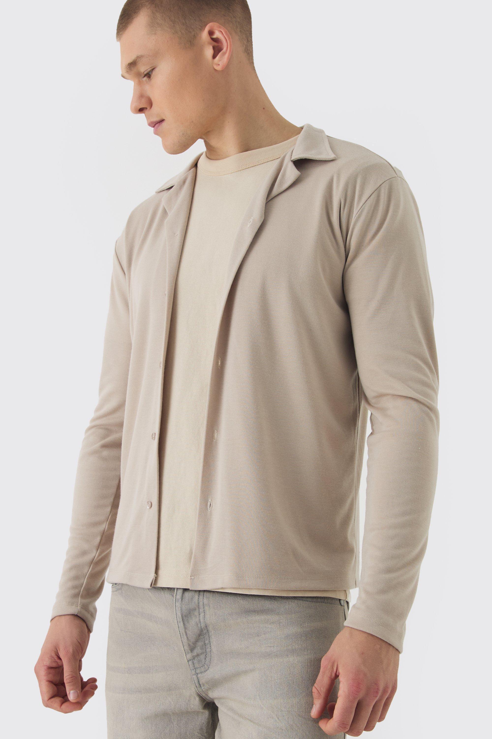 Regular Fit Long Sleeve Interlock Shirt | boohooMAN USA product image