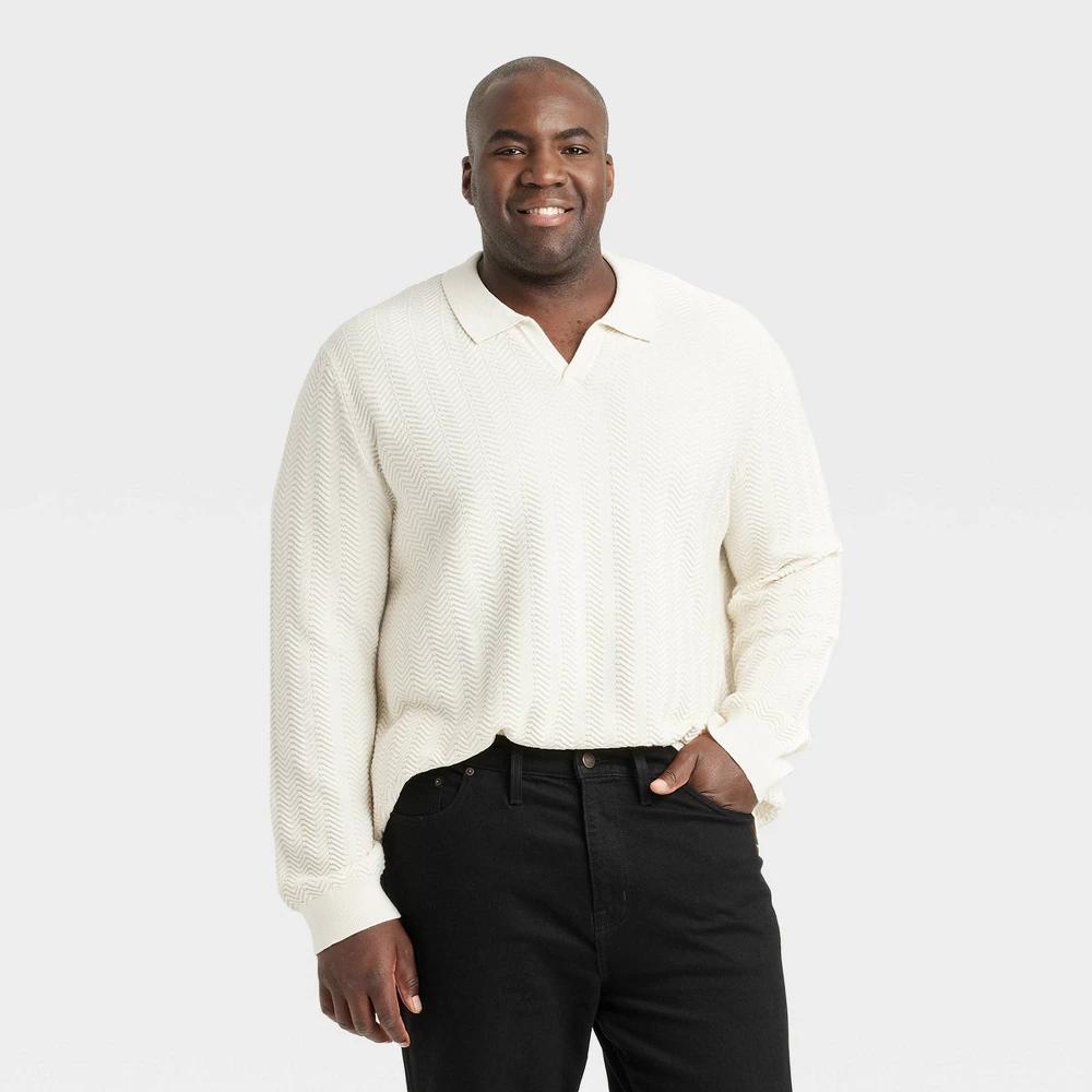 Mens Big & Tall Johnny Collared Polo Sweater - Goodfellow & Co Cream XXLT Product Image