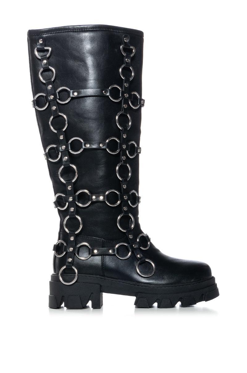 AZALEA WANG RAIMO BLACK SILVER HARDWARE BOOT Product Image