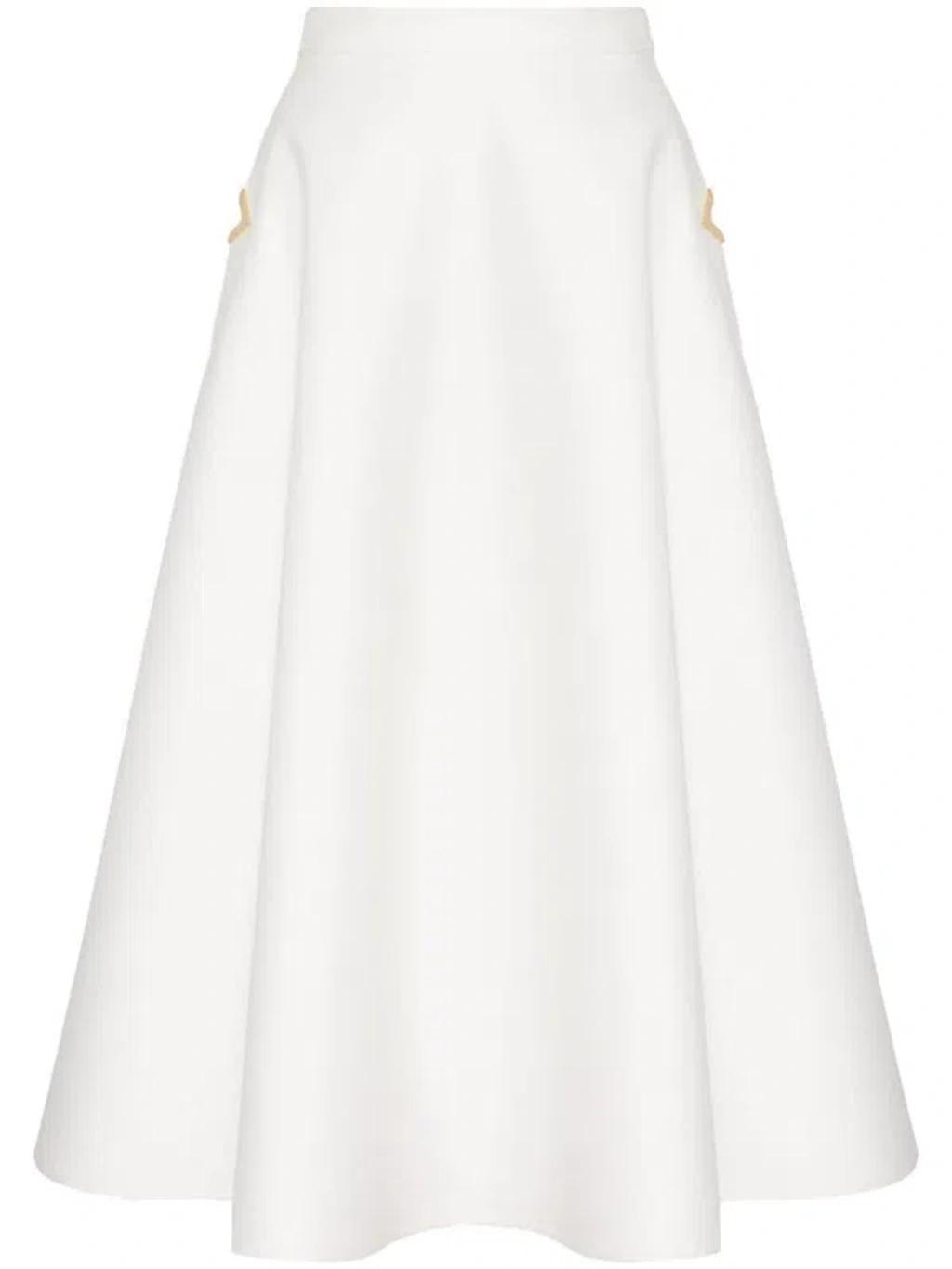 Cotton Midi-length Skirt In White Product Image