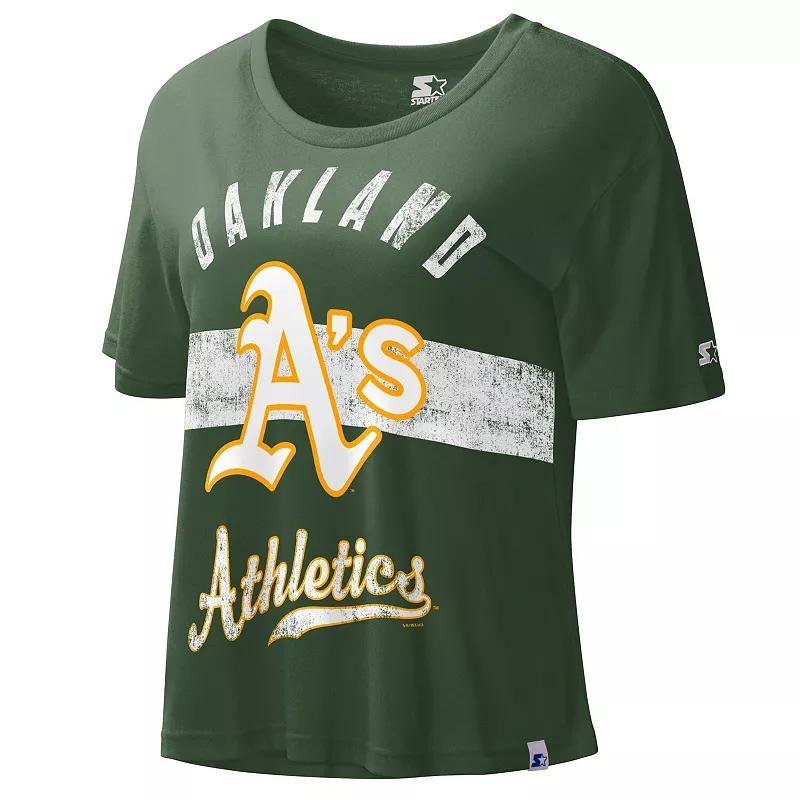 Womens Starter Oakland Athletics Record Setter Crop Top Product Image