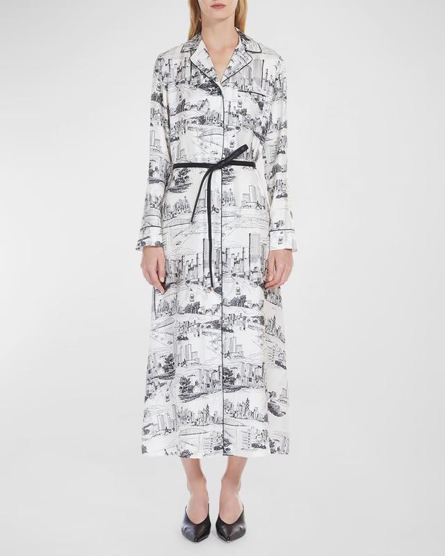 Pappa Toile-Print Silk Midi Shirtdress Product Image