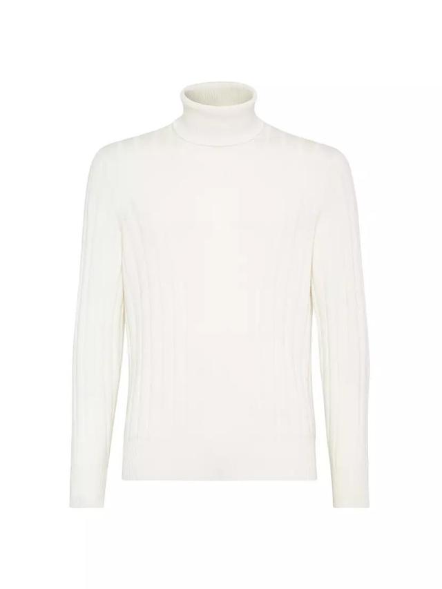 Cashmere Flat Rib Turtleneck Sweater Product Image