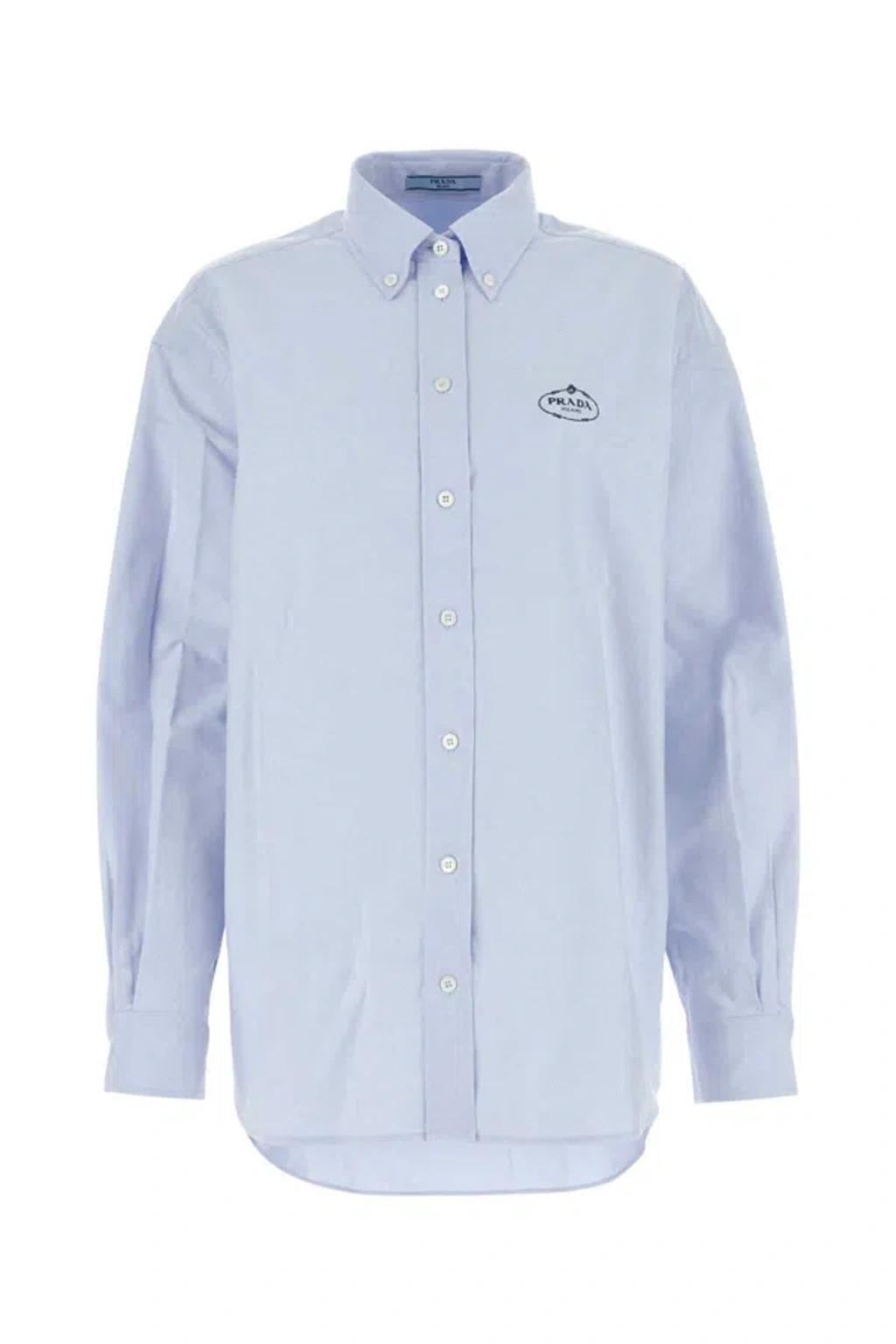 Logo Detailed Oversized Shirt In Blue product image