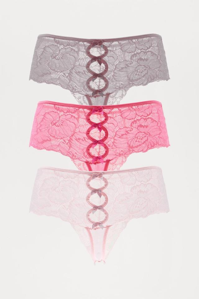 Take A Peek Lace Hipster 3 Pack Panties - Pink/combo Product Image