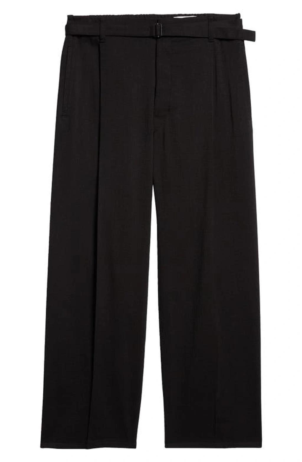 Easy Belted Pleated Pants In Black Product Image