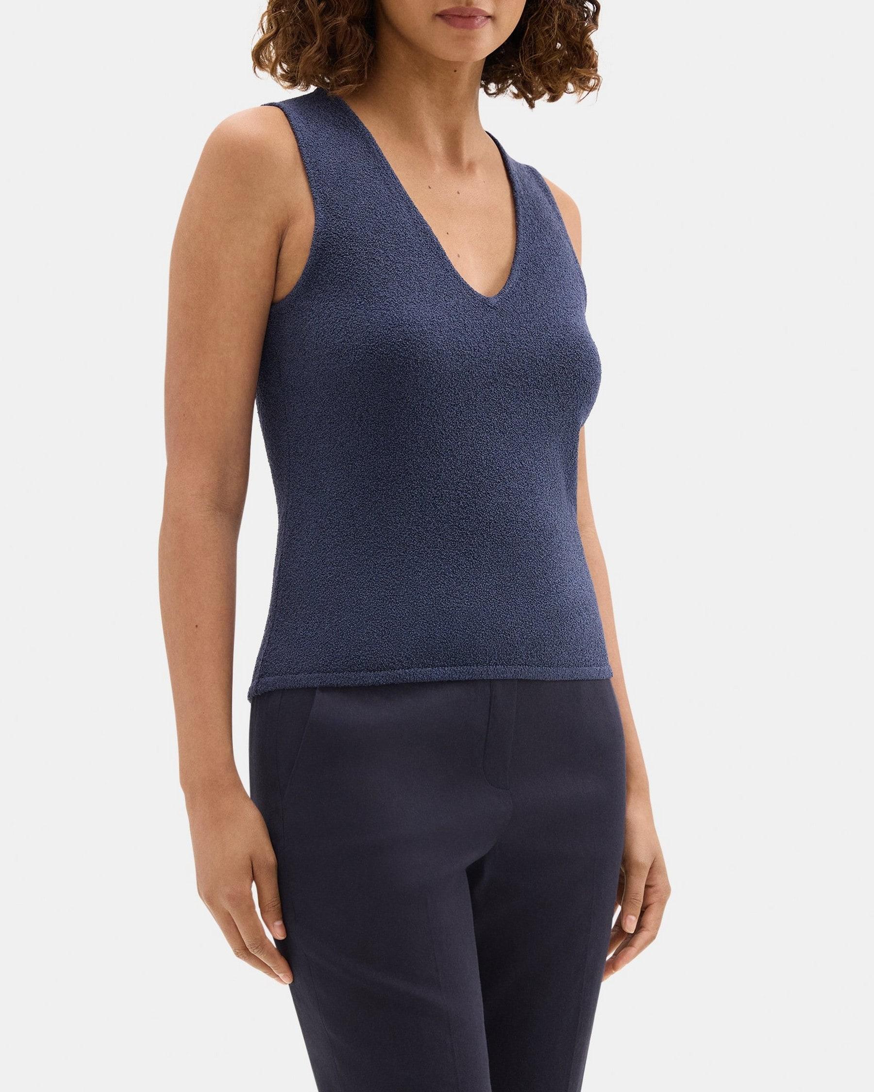 V-Neck Tank in Bouclé Silk-Blend Product Image