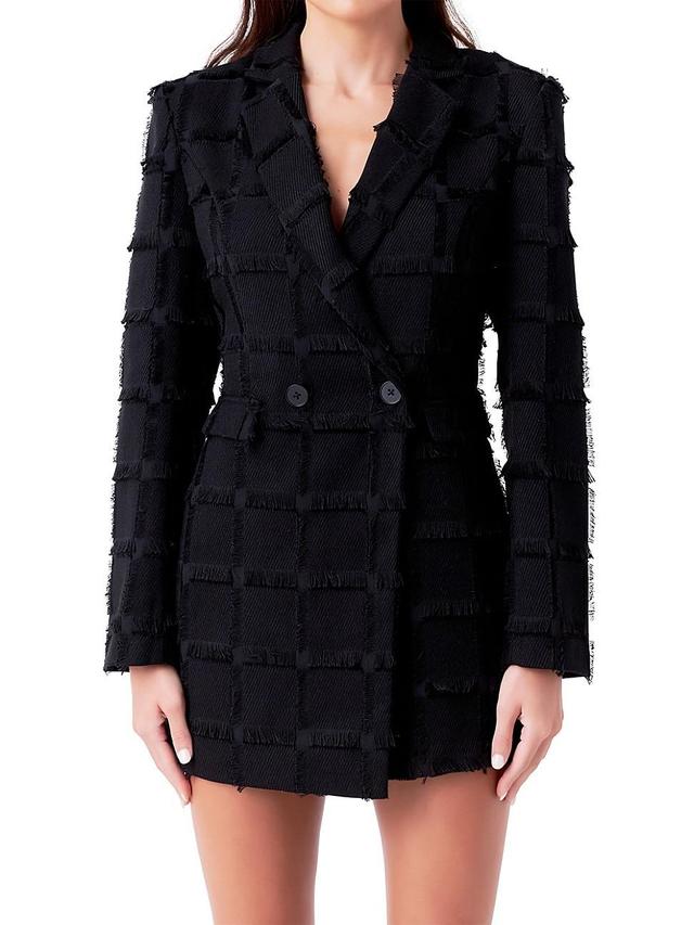 Womens Textured Blazer Romper Product Image