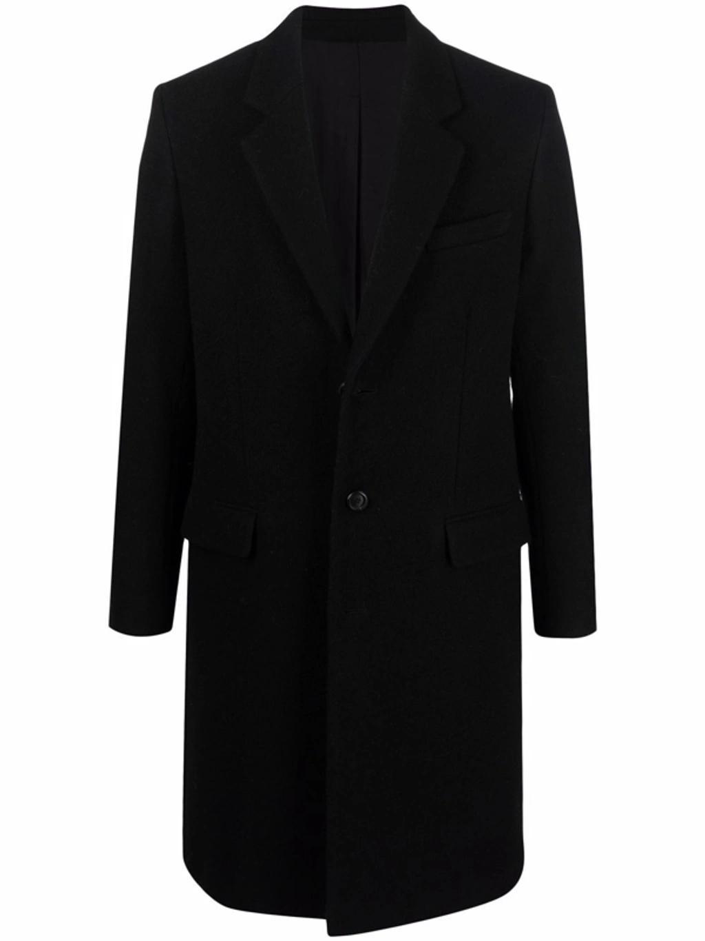 Single-breasted Wool Coat In Black Product Image