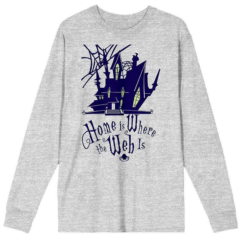 Mens Growing Up Creepie Home Is Where The Web Is Long Sleeve Graphic Tee Med Grey Product Image