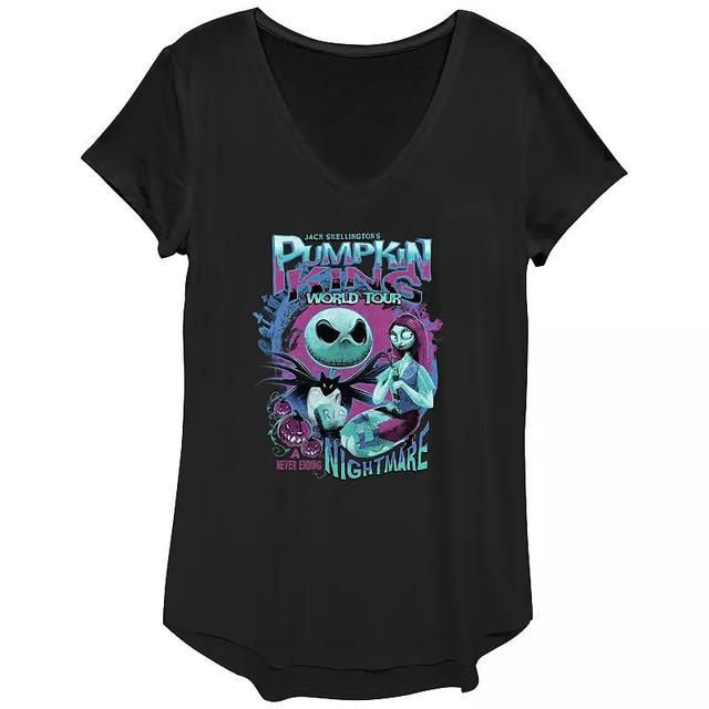 Disneys The Nightmare Before Christmas Juniors Pumpkin King World Tour Graphic Tee, Womens Product Image