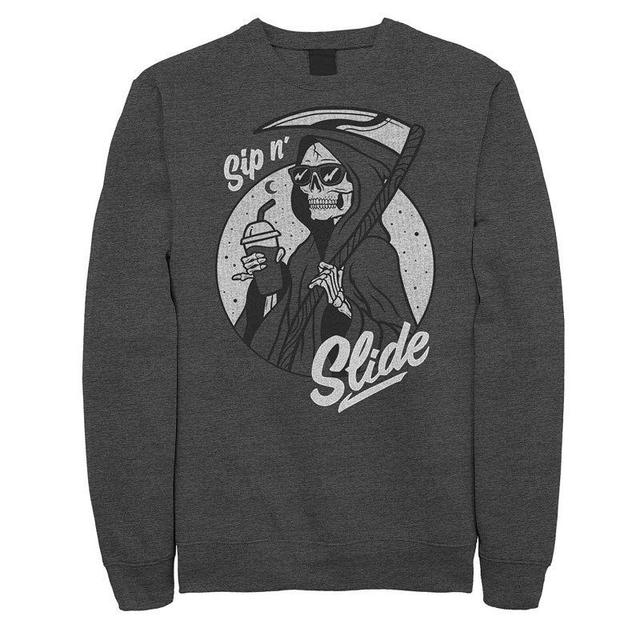 Mens Sip n Slide Grim Reaper Circle Portrait Sweatshirt Grey Heather Product Image