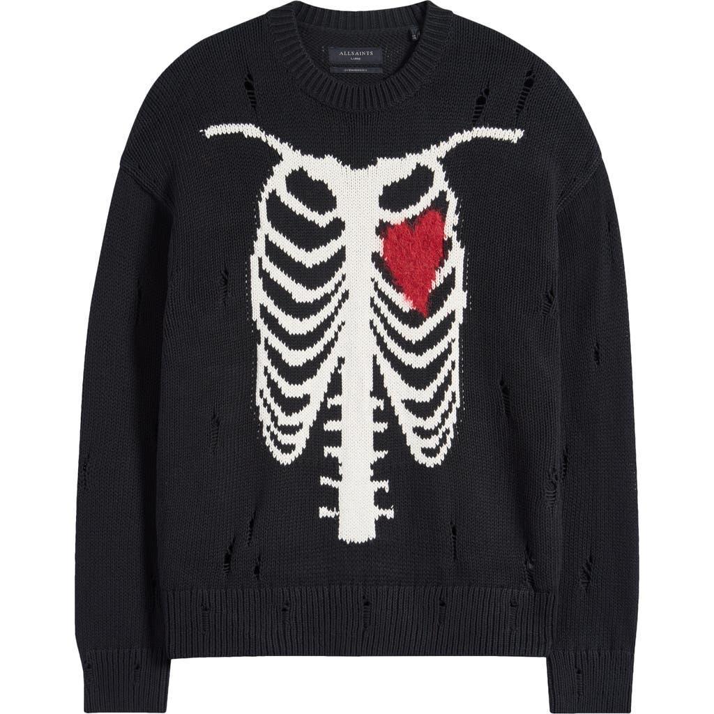 ALLSAINTS Heartcage Crewneck Sweater In Black Product Image