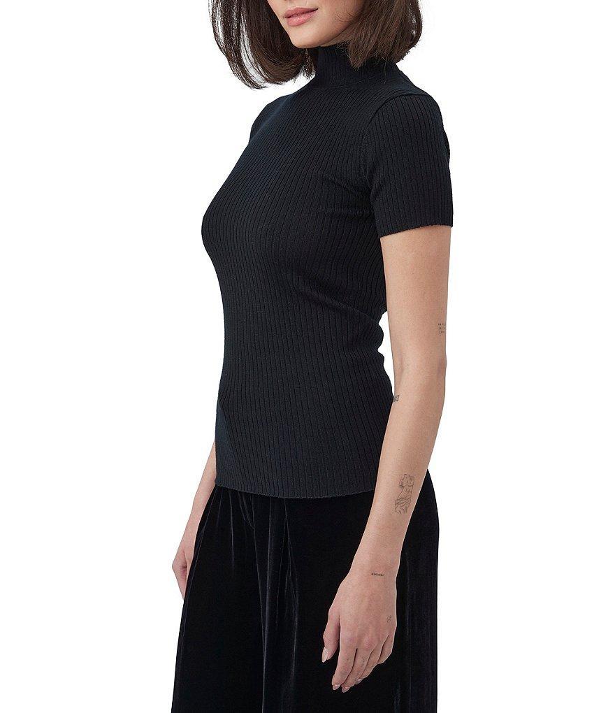 Trina Turk Armeni Ribbed Knit Mock Neck Short Sleeve Sweater Product Image