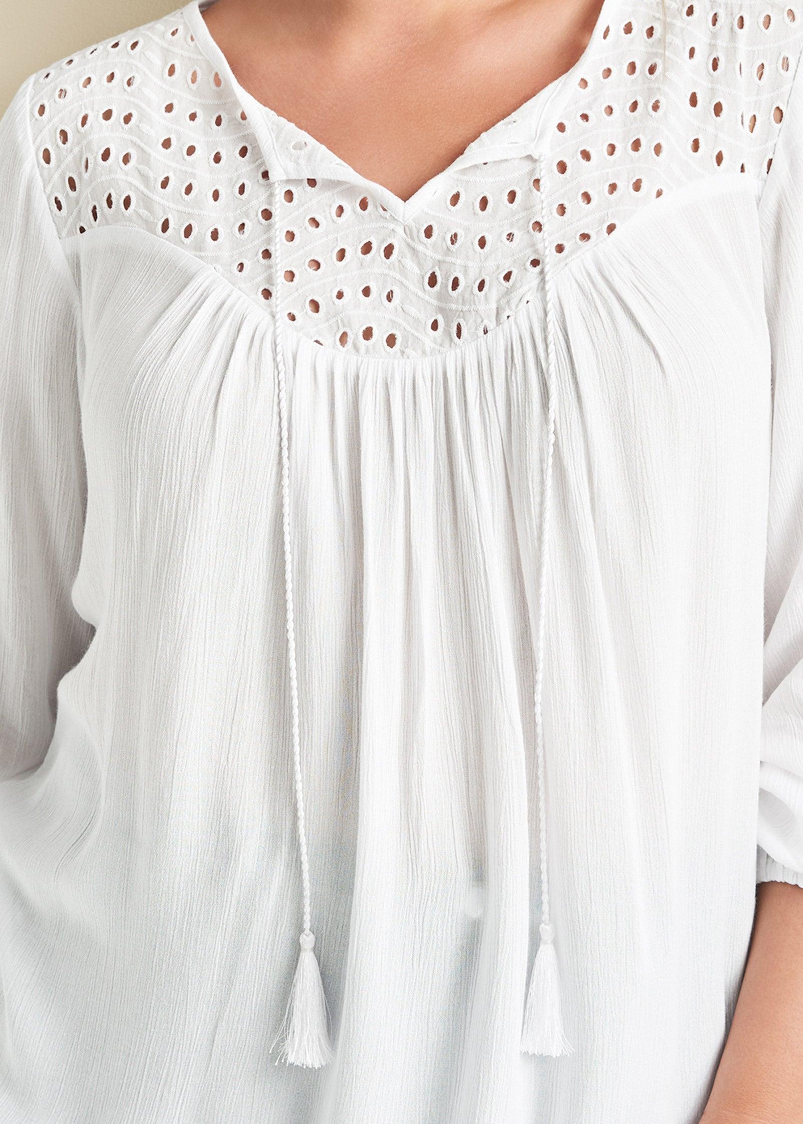 Oversize Tie-Front Blouse - White Product Image