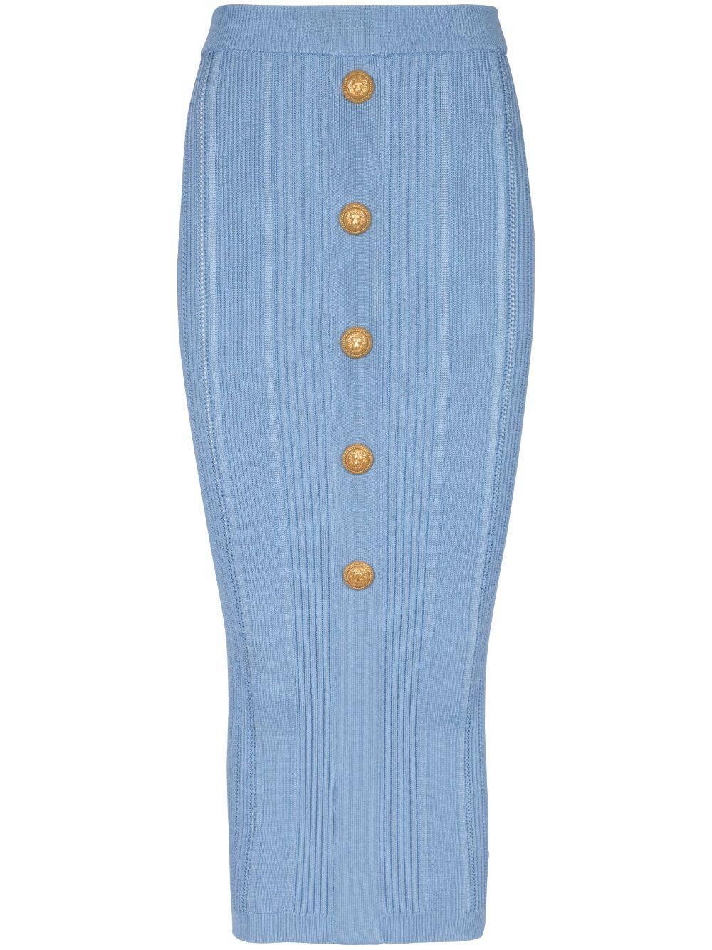 Ribbed-knit Midi Skirt In Blue Product Image