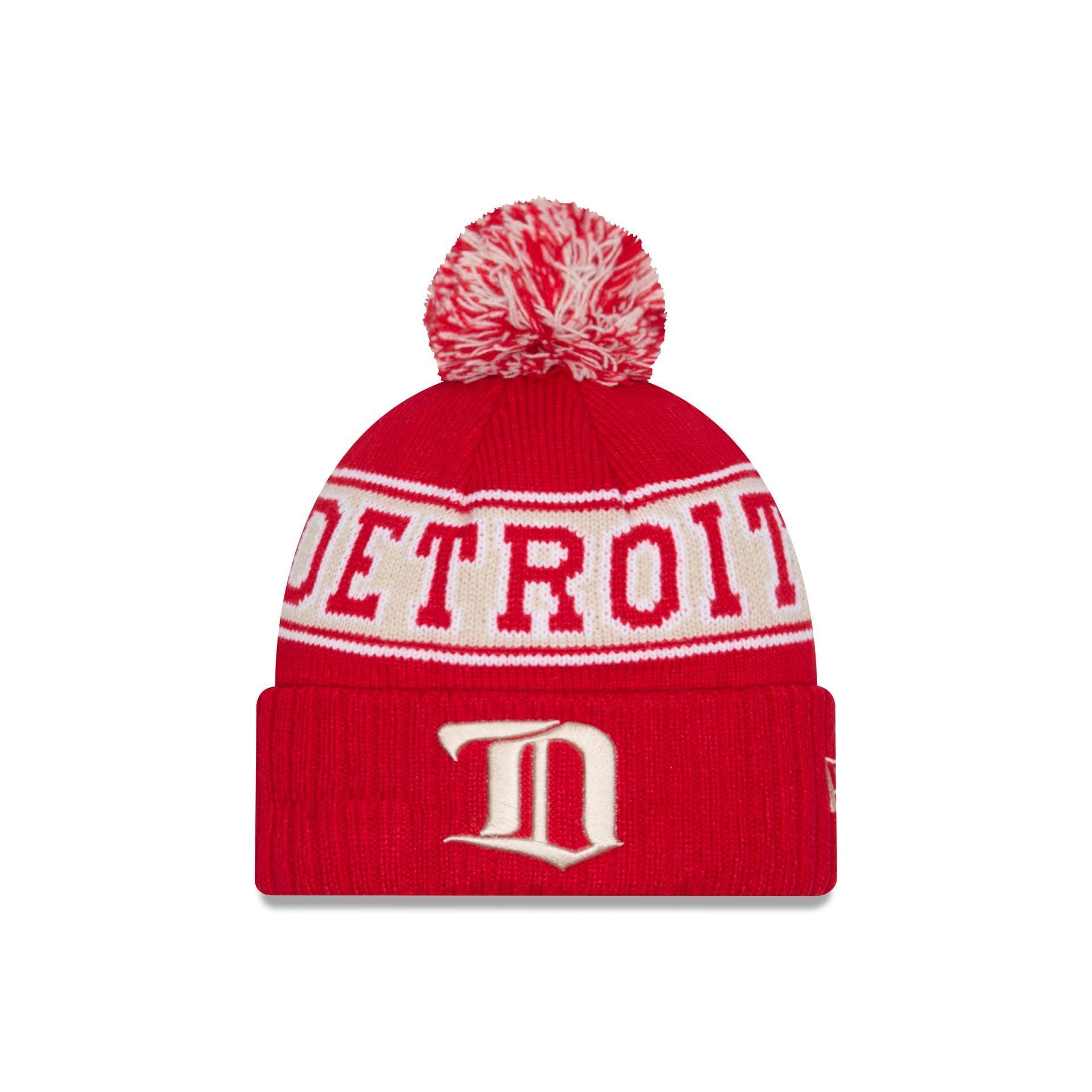 Detroit Red Wings Historic Retro Pom Knit Hat Male Product Image