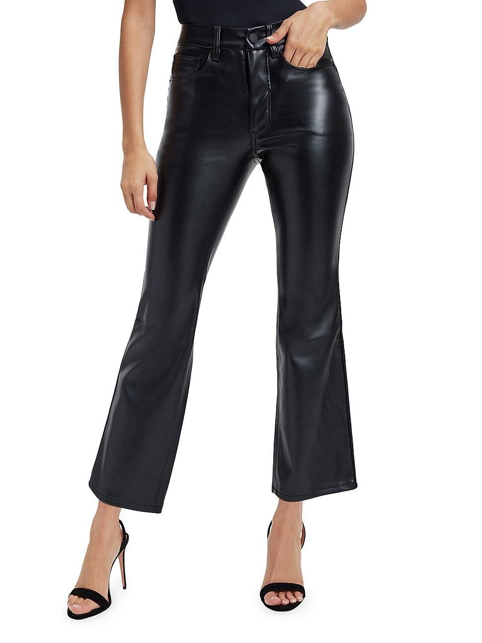 Womens Good Legs Cropped Mini Boot Vegan Leather Pants | Black, Size 0 | Good American by Khlo Kardashian Product Image