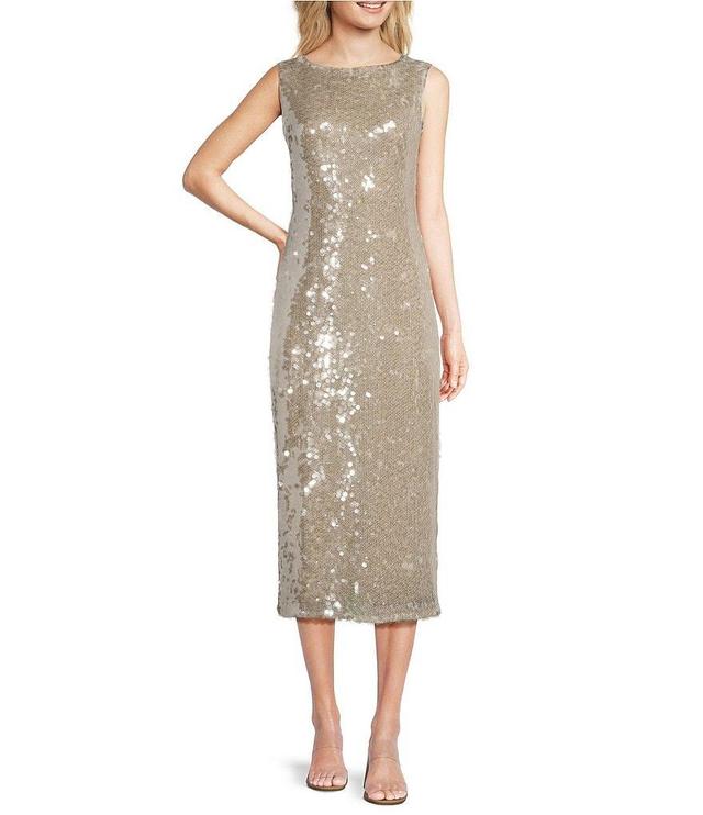 Alex Marie Jade Sequin Boat Neck Sleeveless Dress Product Image