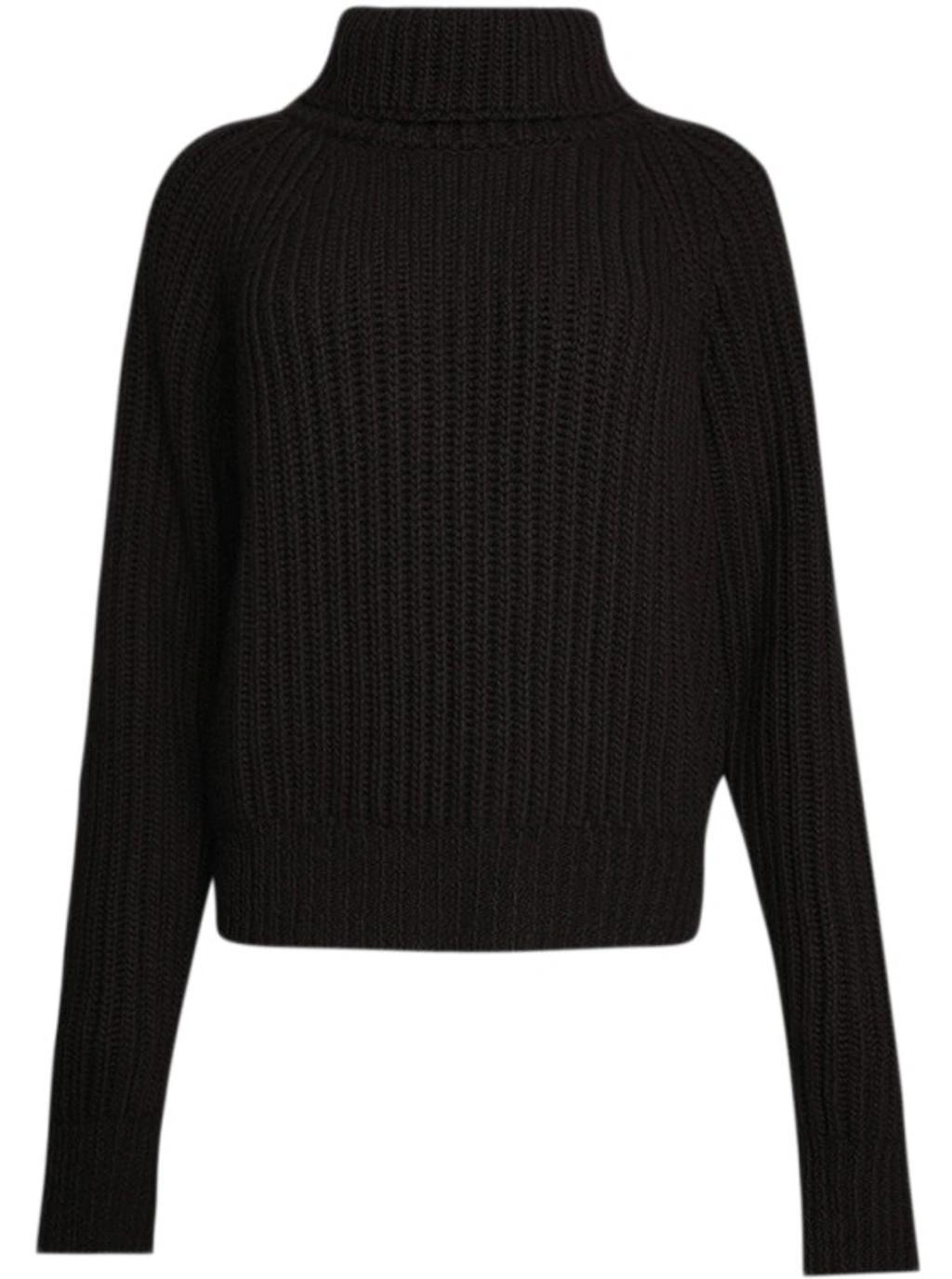 Lanzino Ribbed Cashmere Turtleneck Sweater In Black Product Image