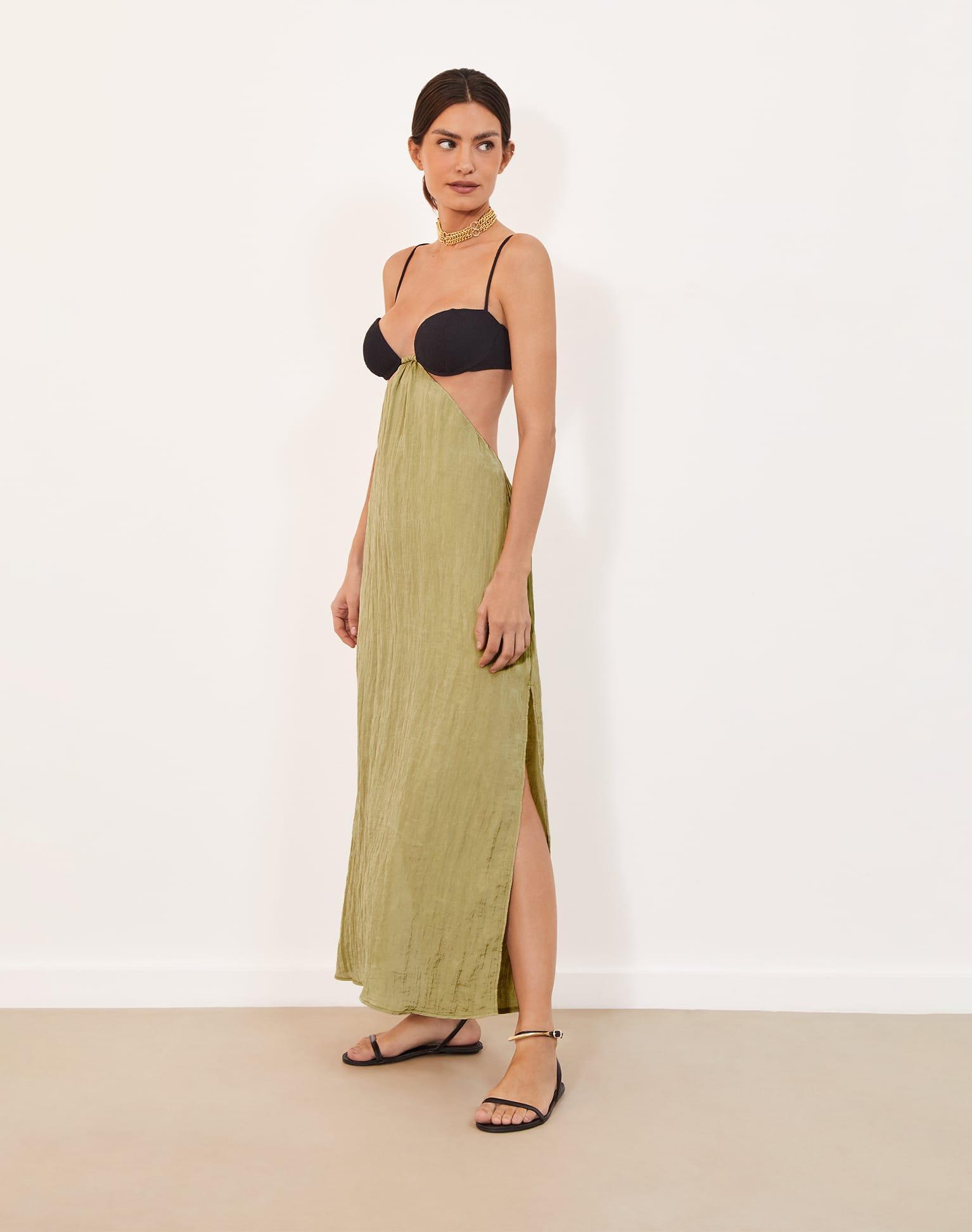 Iona Long Dress - Olivine Product Image