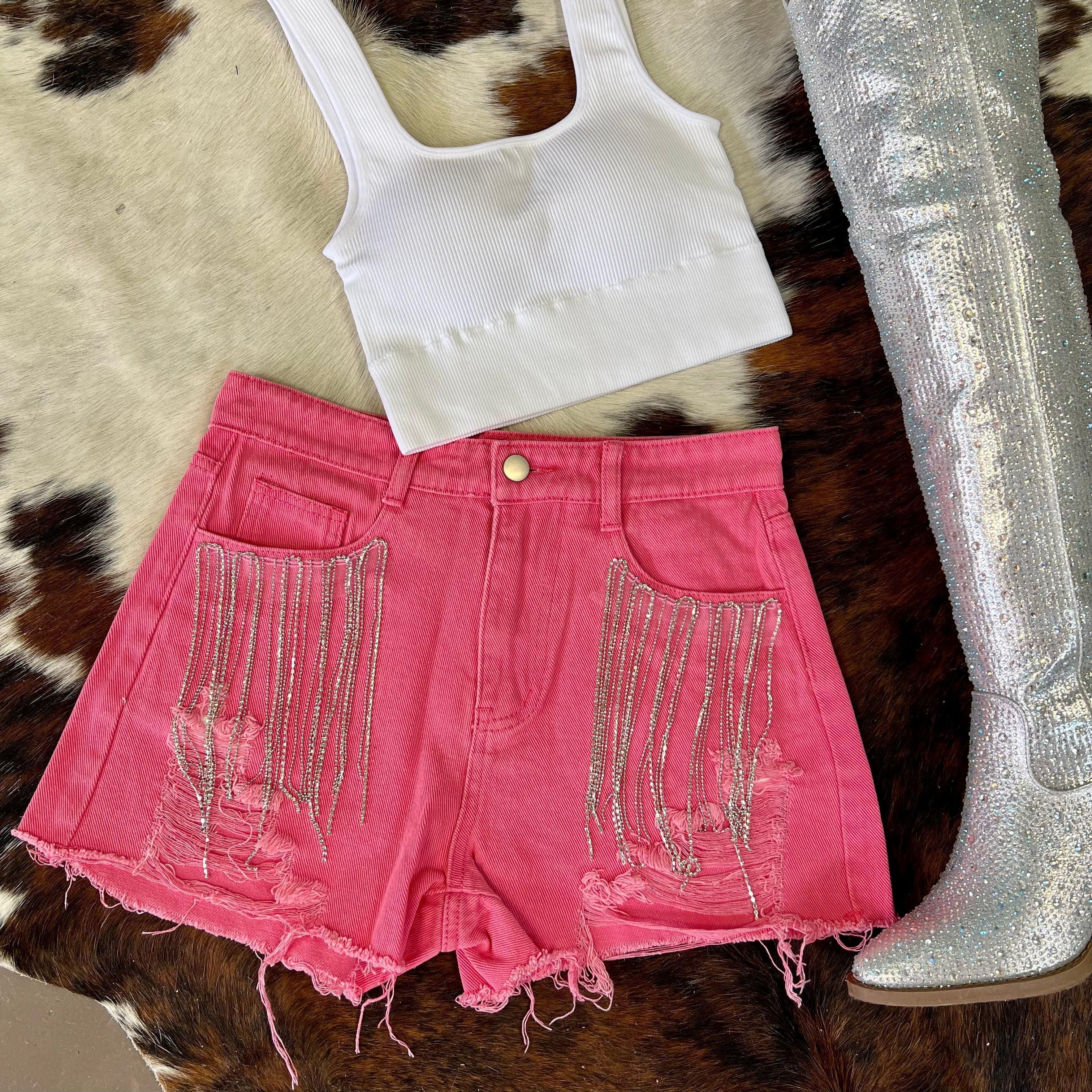 Finalist Round Rhinestone Shorts Pink* Product Image