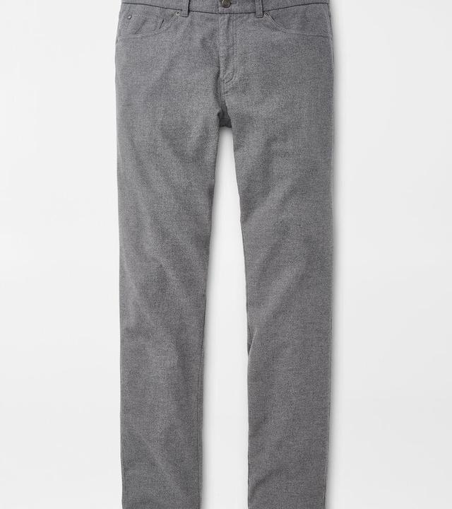 Peter Millar Mens Cotton Flannel Five-Pocket Pant | Color: British Grey | Size: 30 Product Image