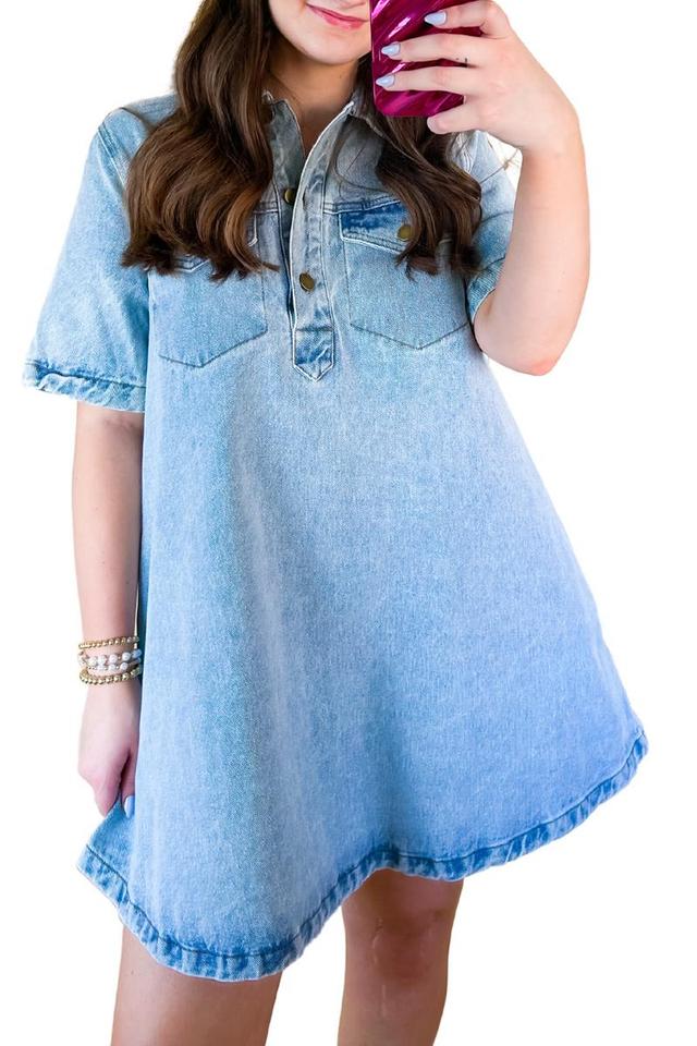 SS Collared Denim Dress Product Image