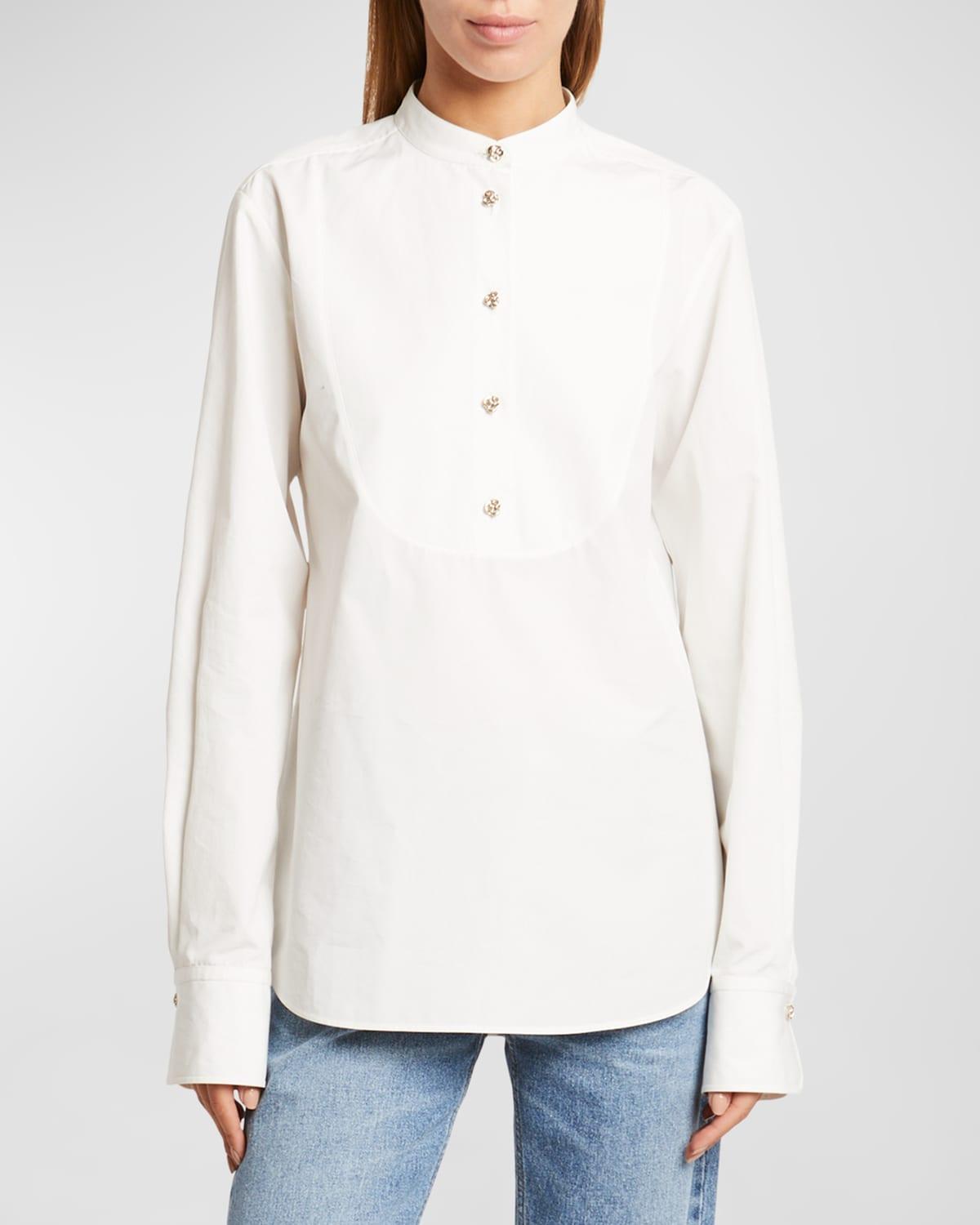 Womens Long-Sleeve Cotton Blouse Product Image