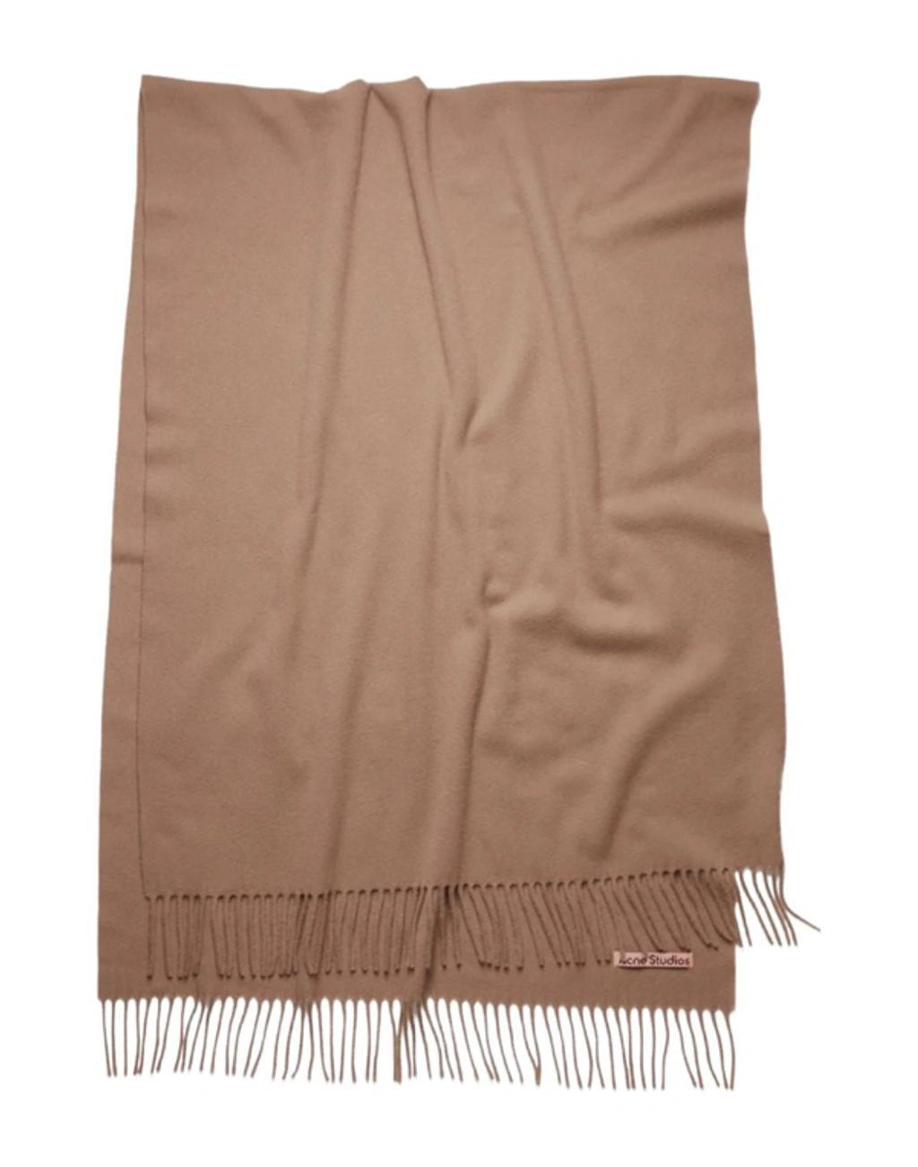 Fringe Wool Scarf - Oversized In Caramel Brown Product Image