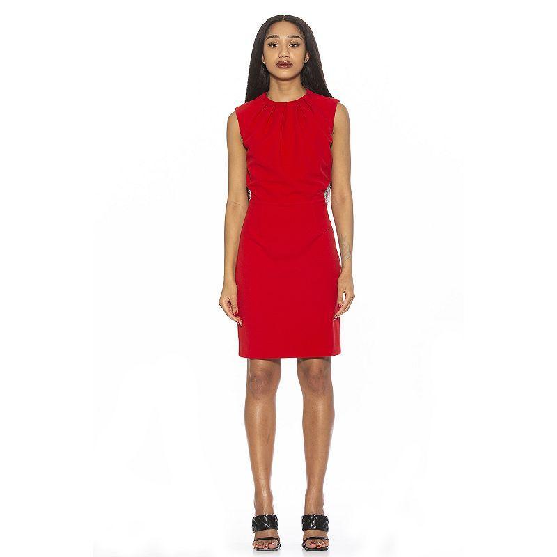 Womens ALEXIA ADMOR Crewneck Pleated Sheath Dress Product Image