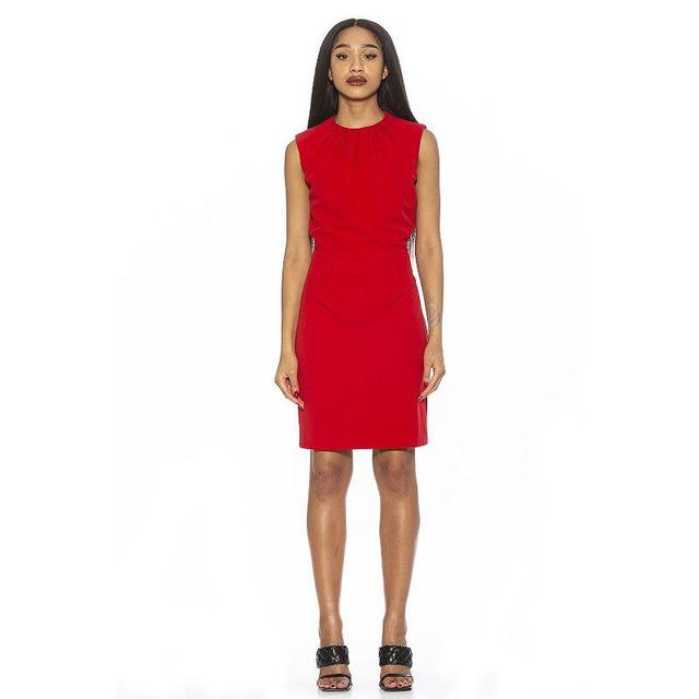 Womens ALEXIA ADMOR Crewneck Pleated Sheath Dress Product Image