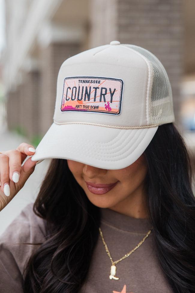 Country Ain't That Some Patch Tan Trucker Hat Holley Gabrielle X Pink Lily Product Image