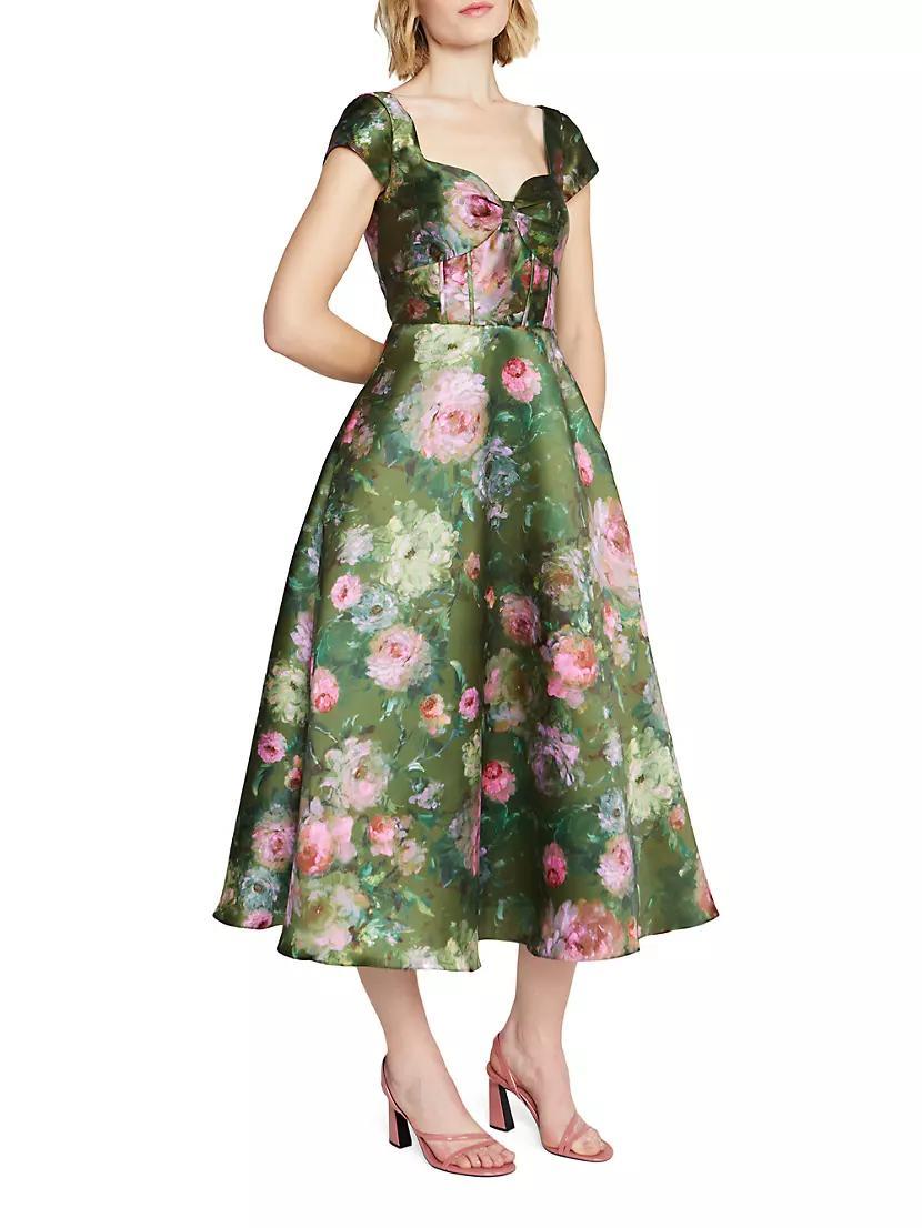 Libby Floral Satin Midi-Dress Product Image