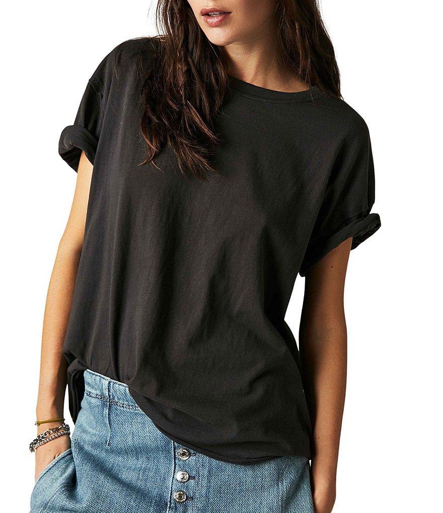 Free People Nina Short Sleeve Raw Edge Crew Neck Boxy Tee Product Image