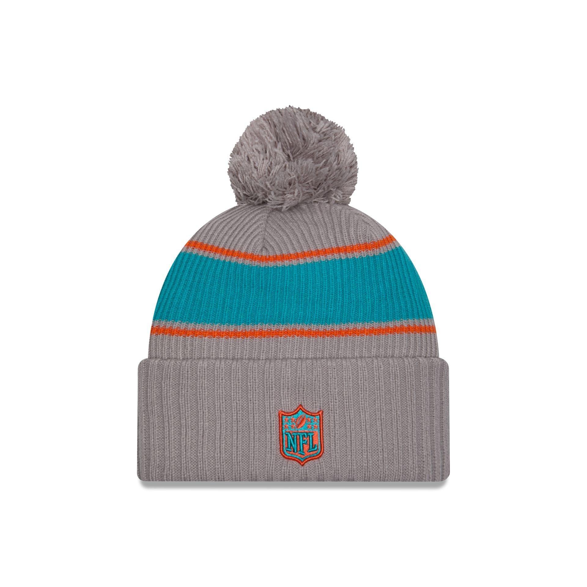 Miami Dolphins 2024 Cold Weather Gray Pom Knit Hat Male Product Image