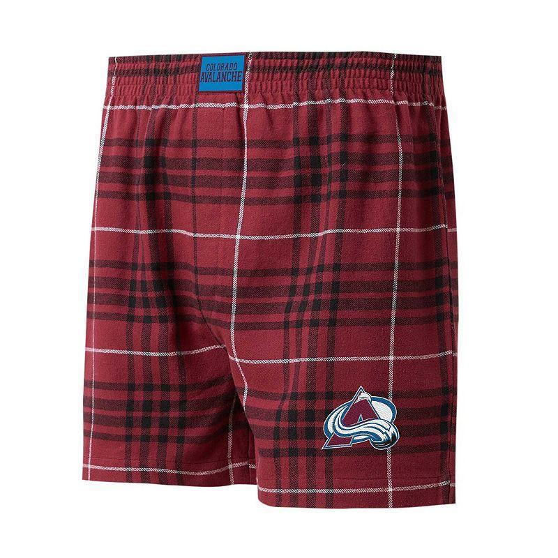 Mens Concepts Sport Burgundy/Black Colorado Avalanche Concord Flannel Boxers Product Image